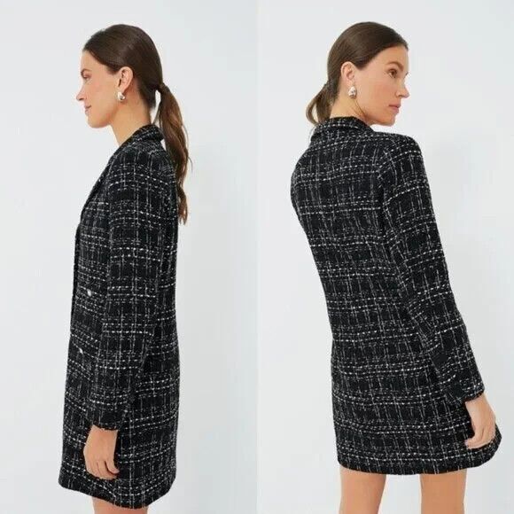 Pomander Place NEW Black Tweed Stacie Long Sleeve Blazer Mini Dress Size X Large - Picture 3 of 6